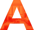 A imagem de uma letra A, com detalhes internos e cores predominante primárias da imobiliária Lucca